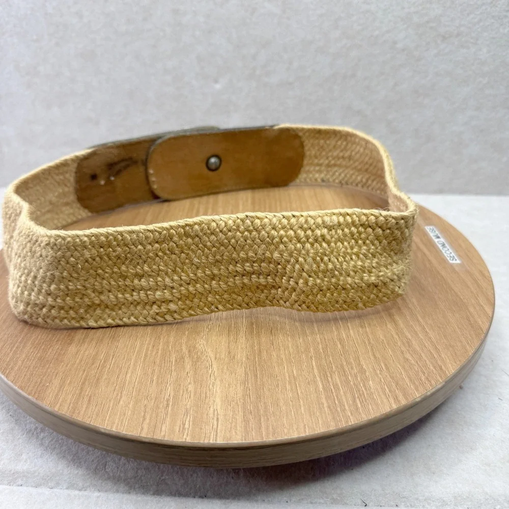 Woven Straw‎ Leather Stretch Waist Belt Women Silver Buckle Accent Boho Chic